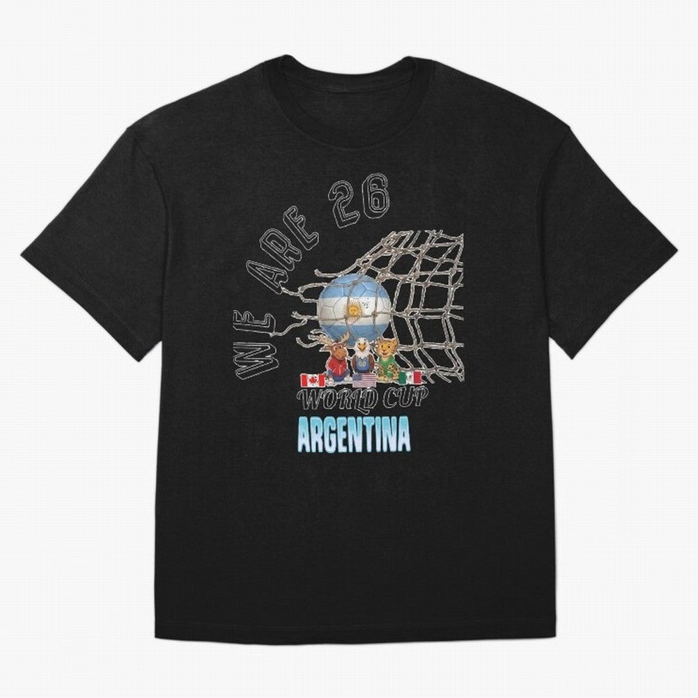 World Cup 26 - Argentina Oversized T-Shirt Follow the FIFA World Cup 2026 USA Canada Mexico Journey through Messi and Cristiano Ronaldo Highlights, Spain Pride, Fan Favorite Moments, National Team Passion, Big Match Drama and Soccer History; Ideal