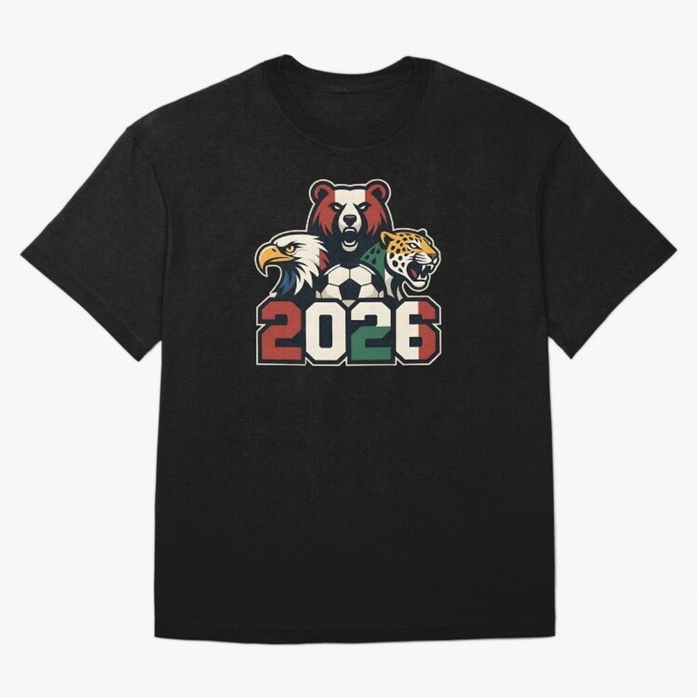World Cup 2026 USA Canada Mexico Host Mascots Oversized T-Shirt Celebrate Soccer Greatness during FIFA World Cup 2026 Group Stage Spirit, Built around Portugal, Spain and Germany, Cristiano Ronaldo, Retro Football Energy, Iconic Rivalries, Trophy