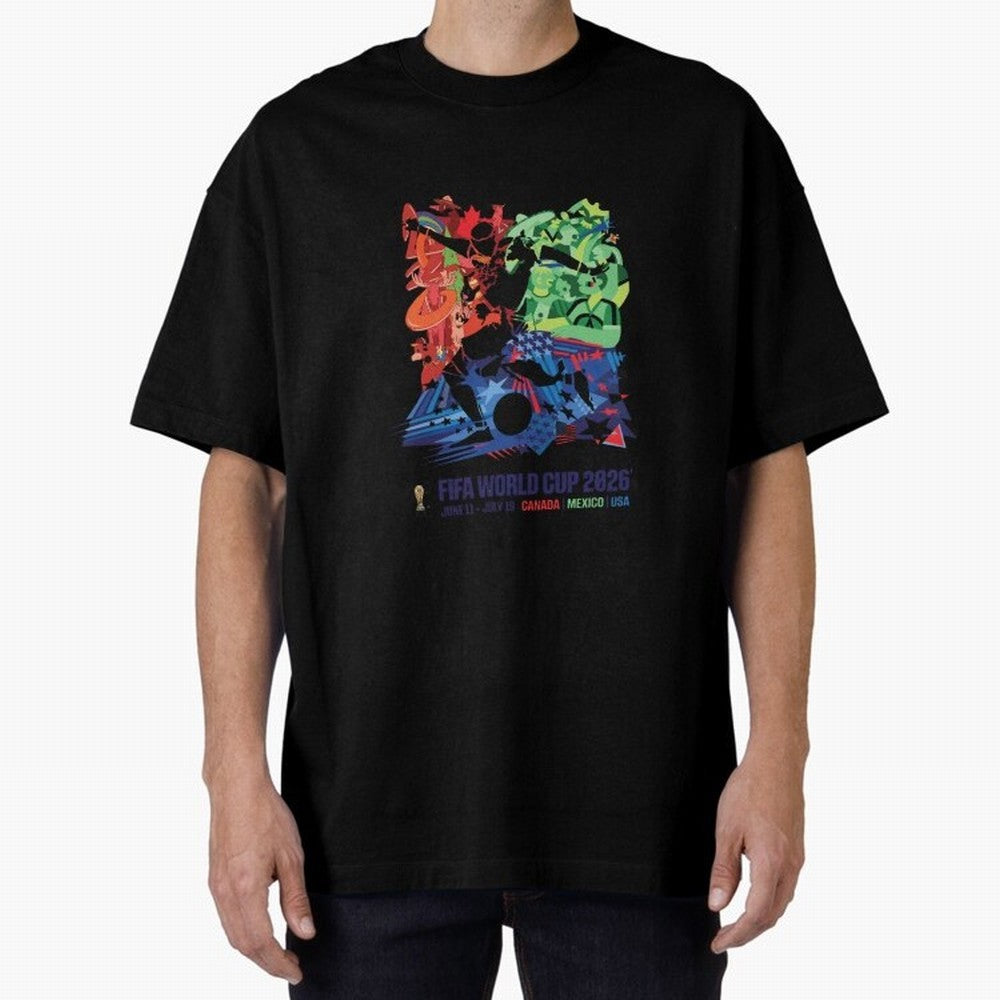 Host Nations Cultural Splash Art Oversized T-Shirt Turn Football Passion into Global Football Passion for FIFA World Cup 2026 Group Stage, Capturing Cristiano Ronaldo, Haaland and CR7, Argentina and Brazil, Goal Celebration Energy, Supporter