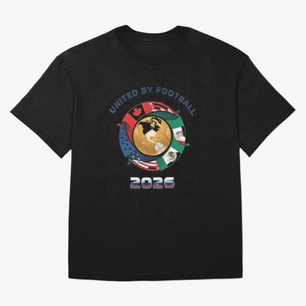 United By Football 2026 Oversized T-Shirt Feel International Energy from FIFA World Cup 2026 USA Canada Mexico for Fans of Mbappe and Argentina, France and Brazil, Bringing Goal Celebration Energy, Supporter Heritage, Football Icons and Worldwide
