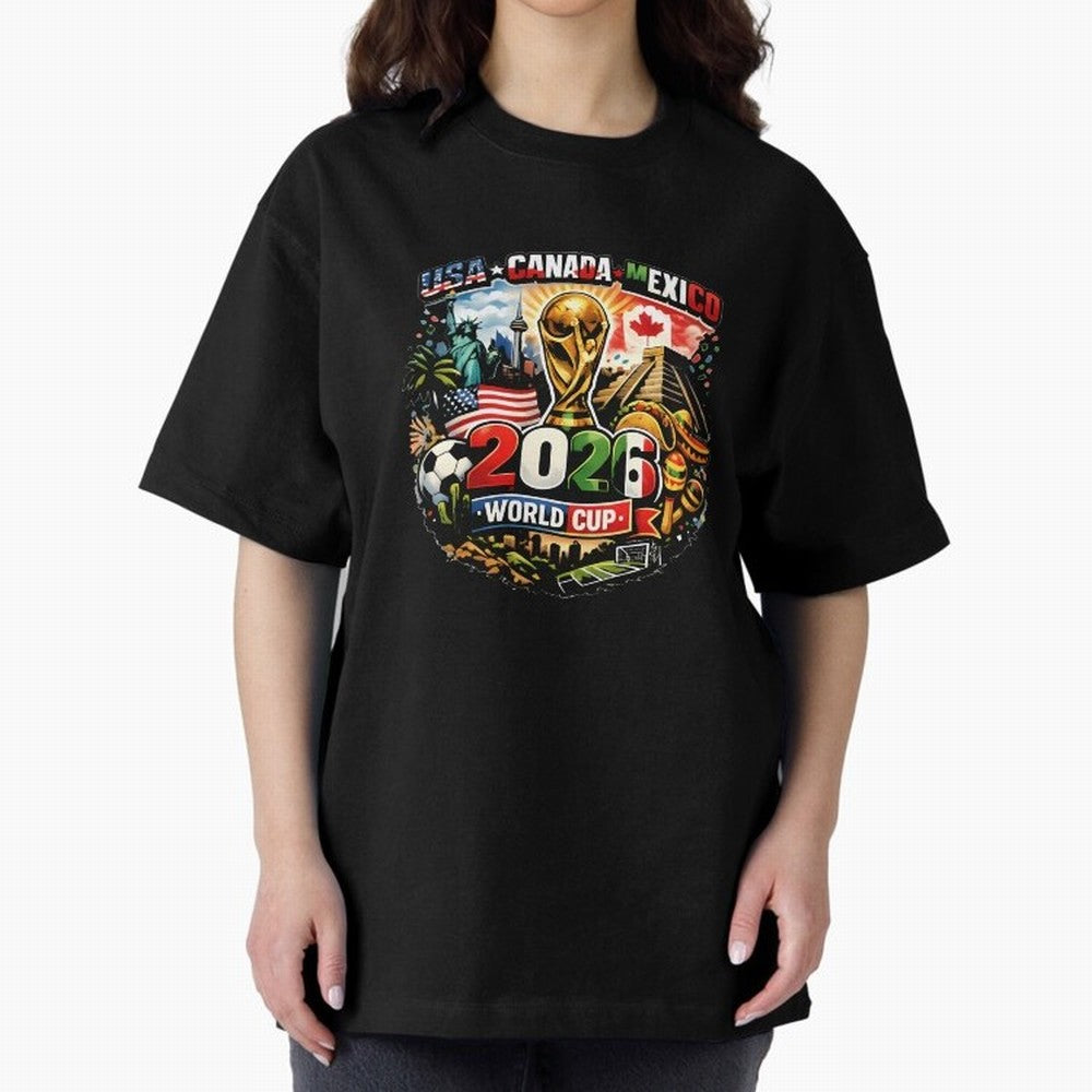 World Cup 2026 Funny Soccer Tournament 2026 T-Shirt_88656674 Oversized T-Shirt Feel the Heartbeat of FIFA World Cup 2026 Group Stage Spirit, Made for Brazil, Mbappe, Championship Spirit, Famous Goals, Roaring Crowds and International Football