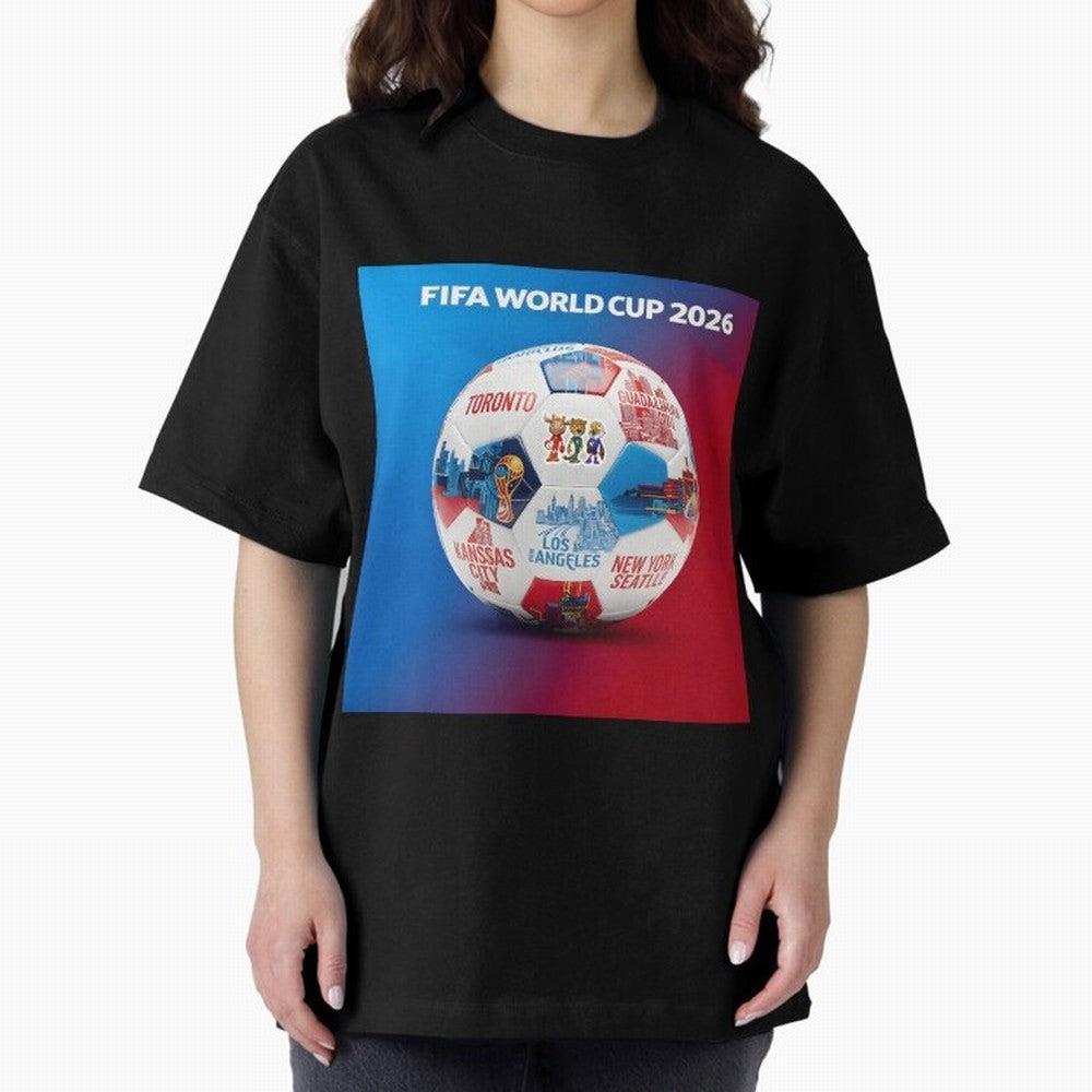 North America Football 2026 Oversized T-Shirt Bring International Match Energy to Global Football Passion for FIFA World Cup 2026 Group Stage, Driven by Neymar, Haaland and Cristiano Ronaldo, Germany, Tournament Hype, Historic Matchups, Family