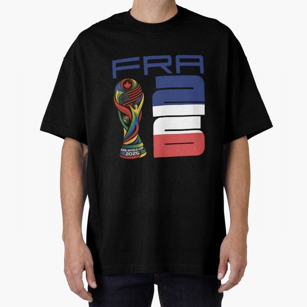 France World Cup 2026 Soccer - FRA 26 Blue White Red Oversized T-Shirt Join the Countdown to Global Football Passion for FIFA World Cup 2026 USA Canada Mexico, with Messi, Spain, Champion Mindset, Group Stage Buzz, Knockout Tension and Passionate