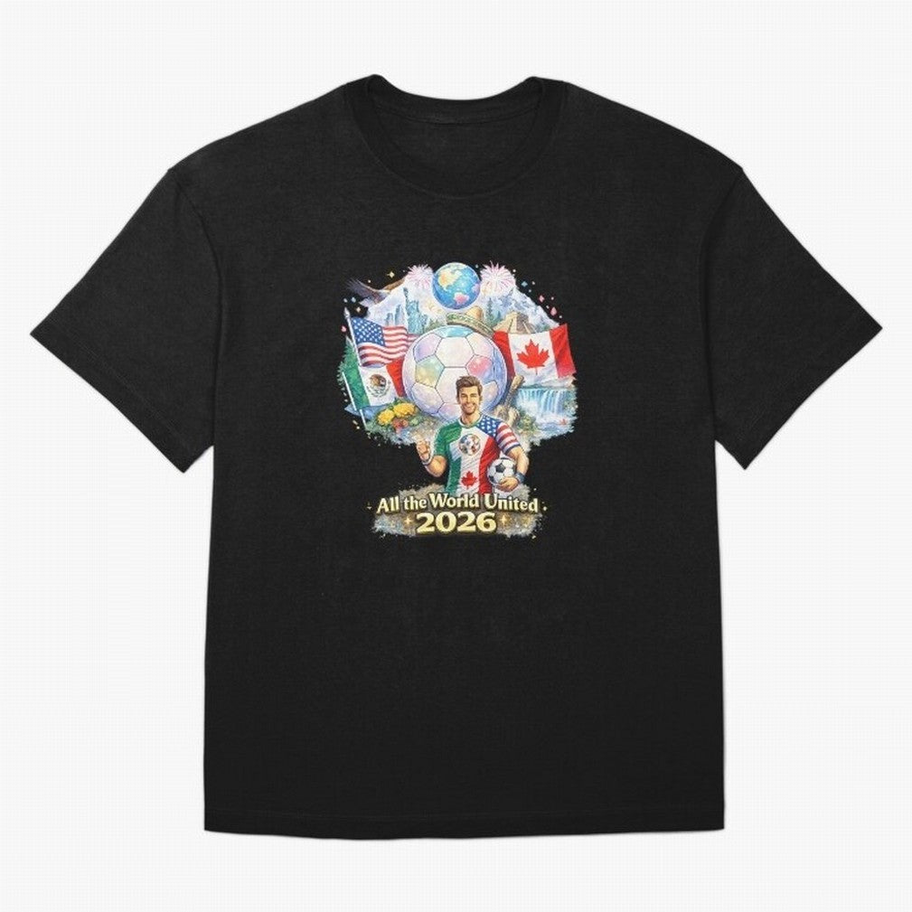 All The World United 2026 Football Design Oversized T-Shirt Feel the Heartbeat of FIFA World Cup 2026 USA Canada Mexico Spirit, Featuring England, France and Netherlands, Neymar, Classic Soccer Heritage, Championship Pressure, Fan Loyalty and