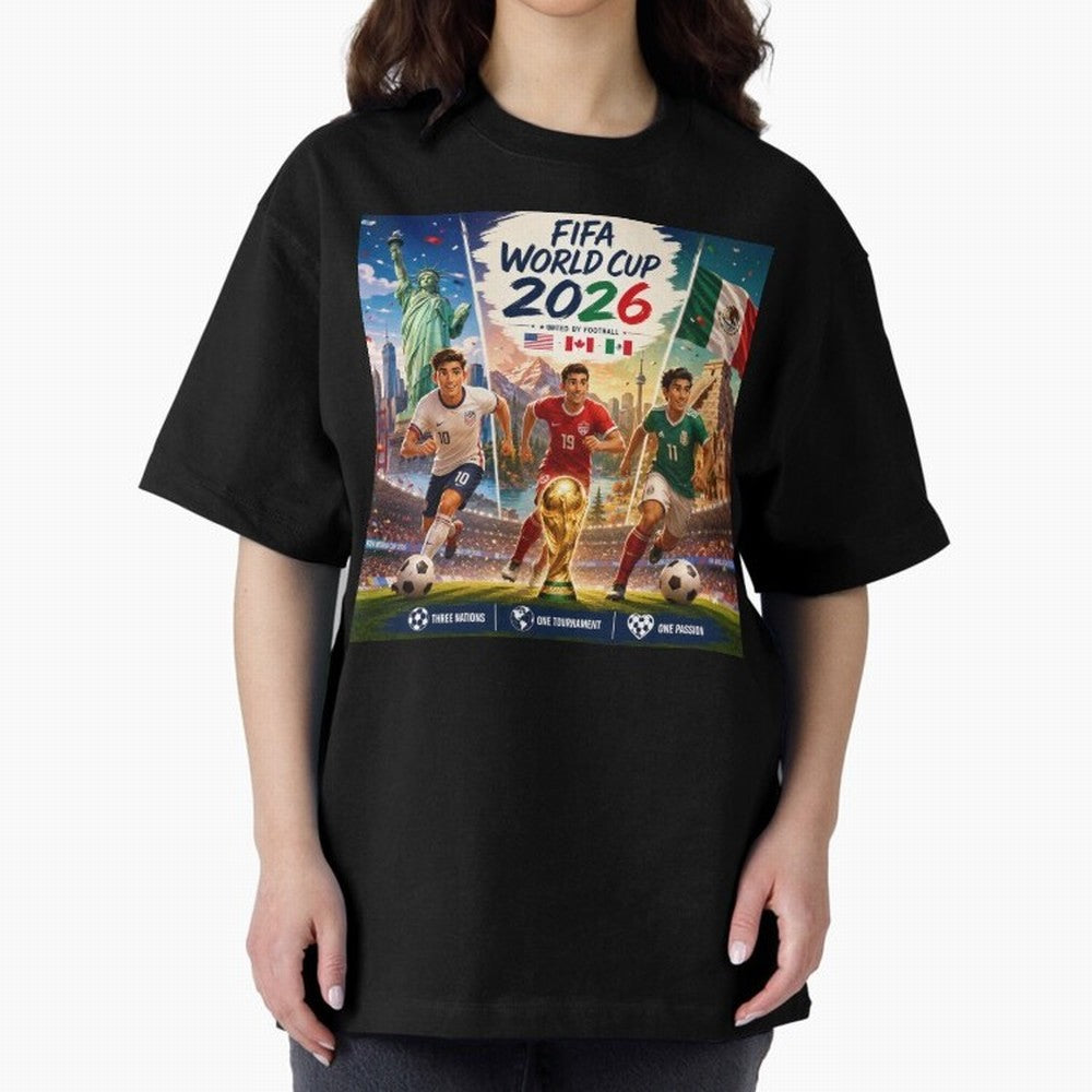 United by Football 2026 #football 2026 Oversized T-Shirt Support Your Favorite Stars during FIFA World Cup 2026 USA Canada Mexico Driven by Messi, CR7 and Mbappe, France Energy, Stadium Chants, National Pride, Trophy Dreams and Unforgettable