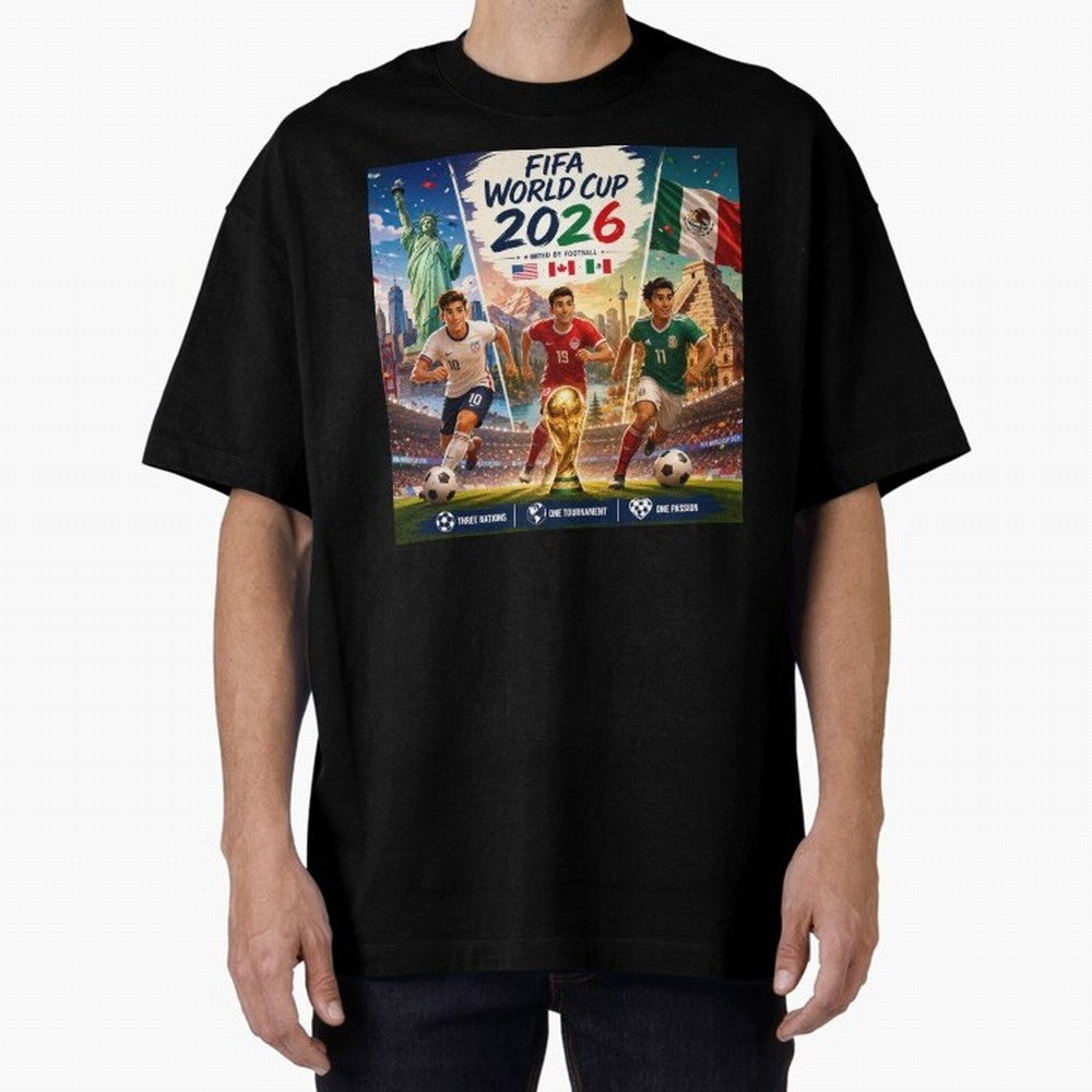 United by Football 2026 #football 2026 Oversized T-Shirt Support Your Favorite Stars during FIFA World Cup 2026 USA Canada Mexico Driven by Messi, CR7 and Mbappe, France Energy, Stadium Chants, National Pride, Trophy Dreams and Unforgettable