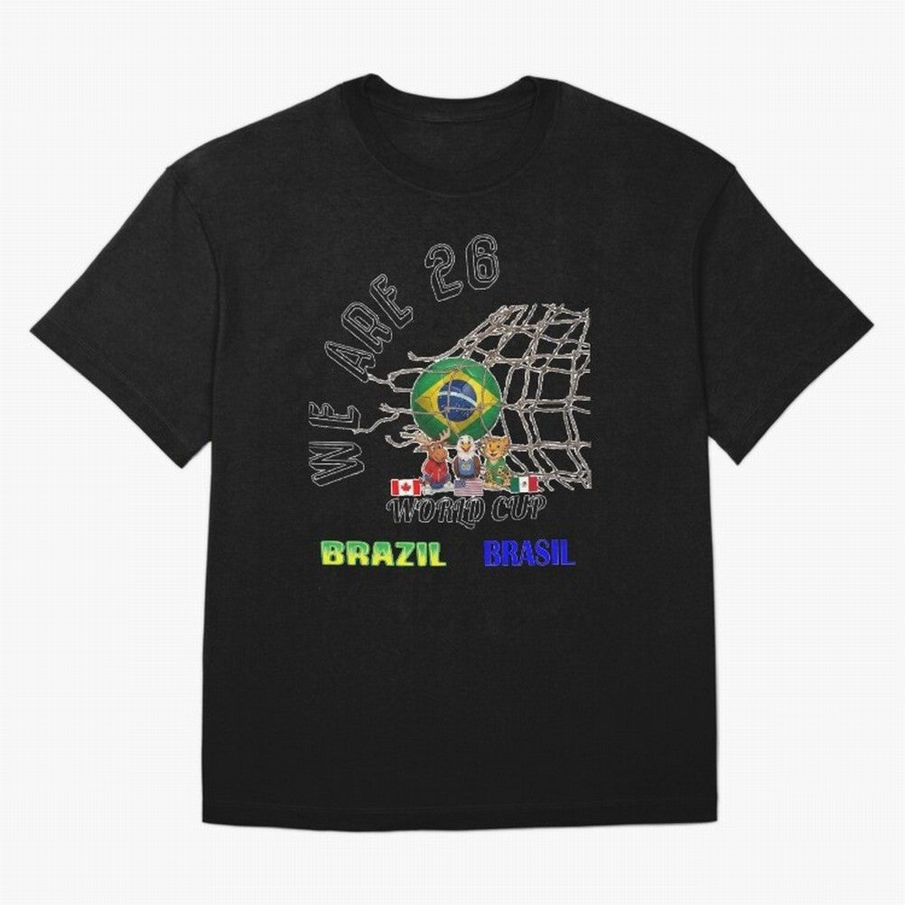 World Cup 26 - Brazil Oversized T-Shirt Bring Home the FIFA World Cup 2026 Journey through Mbappe and Neymar Highlights, Argentina, France and Brazil Pride, Stadium Chants, National Pride, Trophy Dreams and Unforgettable Football Memories; Ideal