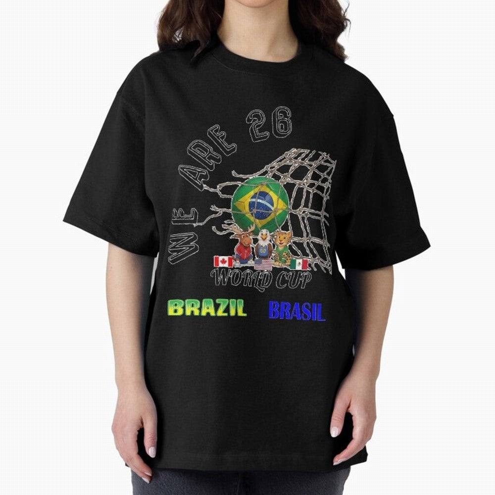 World Cup 26 - Brazil Oversized T-Shirt Bring Home the FIFA World Cup 2026 Journey through Mbappe and Neymar Highlights, Argentina, France and Brazil Pride, Stadium Chants, National Pride, Trophy Dreams and Unforgettable Football Memories; Ideal