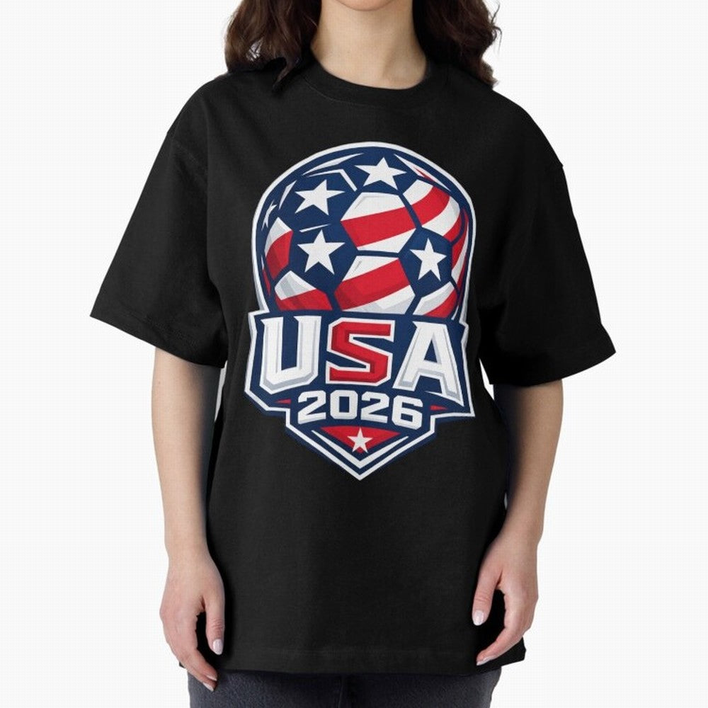 USA 2026 World Cup T-Shirt - Star Spangled Soccer Design - American Host Fan Tee Oversized T-Shirt Celebrate Every Goal in Match Day Hype around FIFA World Cup 2026 USA Canada Mexico, Messi and Cristiano Ronaldo, Portugal, Retro Football Energy,