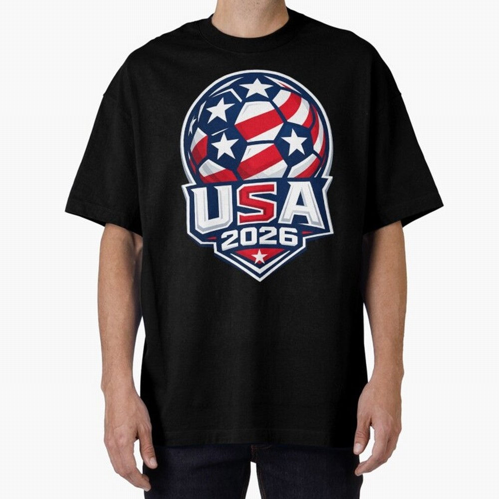 USA 2026 World Cup T-Shirt - Star Spangled Soccer Design - American Host Fan Tee Oversized T-Shirt Celebrate Every Goal in Match Day Hype around FIFA World Cup 2026 USA Canada Mexico, Messi and Cristiano Ronaldo, Portugal, Retro Football Energy,