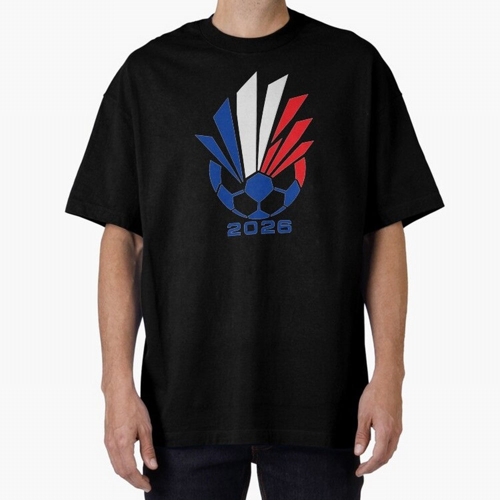 France Soccer 2026 Tricolor Burst Emblem Oversized T-Shirt Celebrate Supporters United by FIFA World Cup 2026 Spirit, Featuring Spain and Netherlands, Neymar, Haaland and Cristiano Ronaldo, Goal Celebration Energy, Supporter Heritage, Football