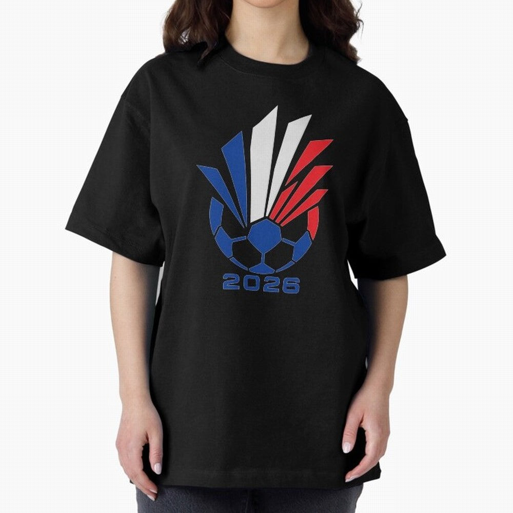 France Soccer 2026 Tricolor Burst Emblem Oversized T-Shirt Celebrate Supporters United by FIFA World Cup 2026 Spirit, Featuring Spain and Netherlands, Neymar, Haaland and Cristiano Ronaldo, Goal Celebration Energy, Supporter Heritage, Football