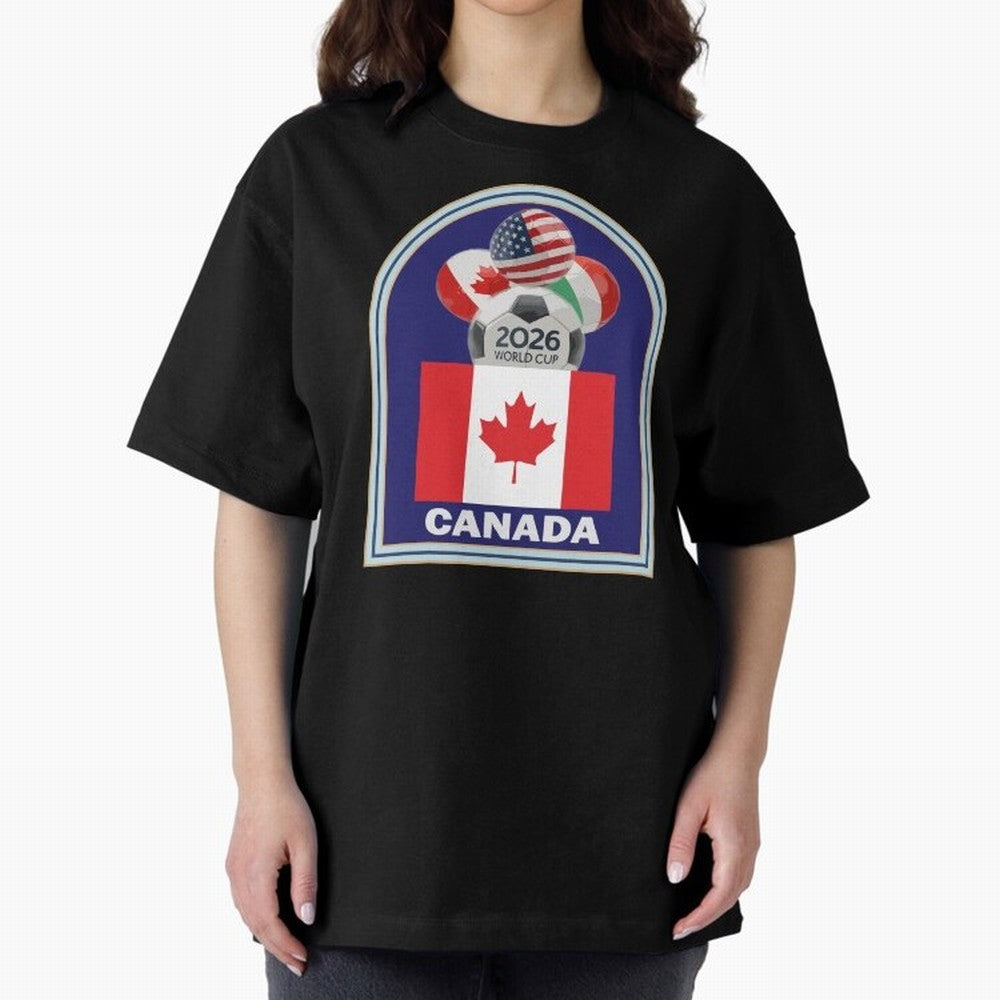 Canada 2026 Soccer T-shirt Oversized T-Shirt Make Memories around FIFA World Cup 2026 Spirit, Built around Argentina, Cristiano Ronaldo, Haaland and CR7, Global Supporter Spirit, Legendary Goals, National Colors and Tournament Celebration; Ideal