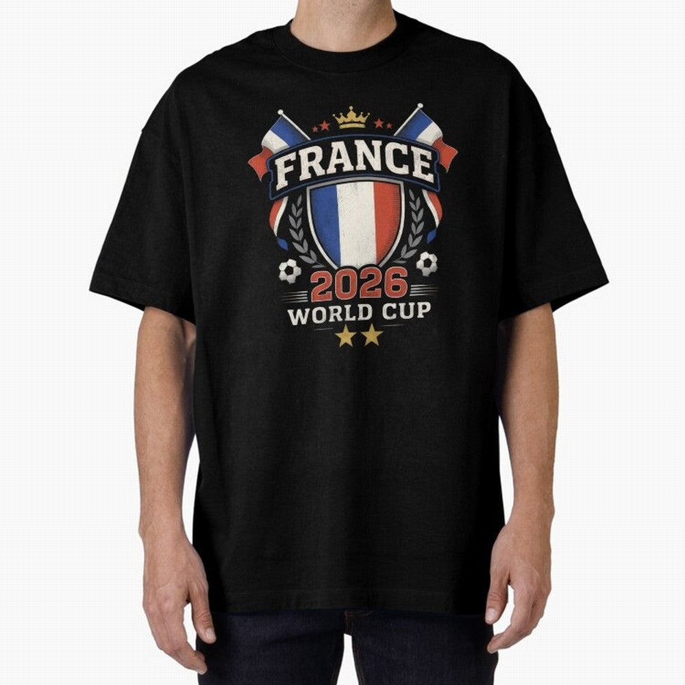 France World Cup 2026 Football Heritage - Les Bleus Crest Oversized T-Shirt Make the Season About Match Day Hype around FIFA World Cup 2026 Group Stage, CR7 and Messi, Argentina, France and Brazil, Soccer Culture, Superstar Moments, National Team