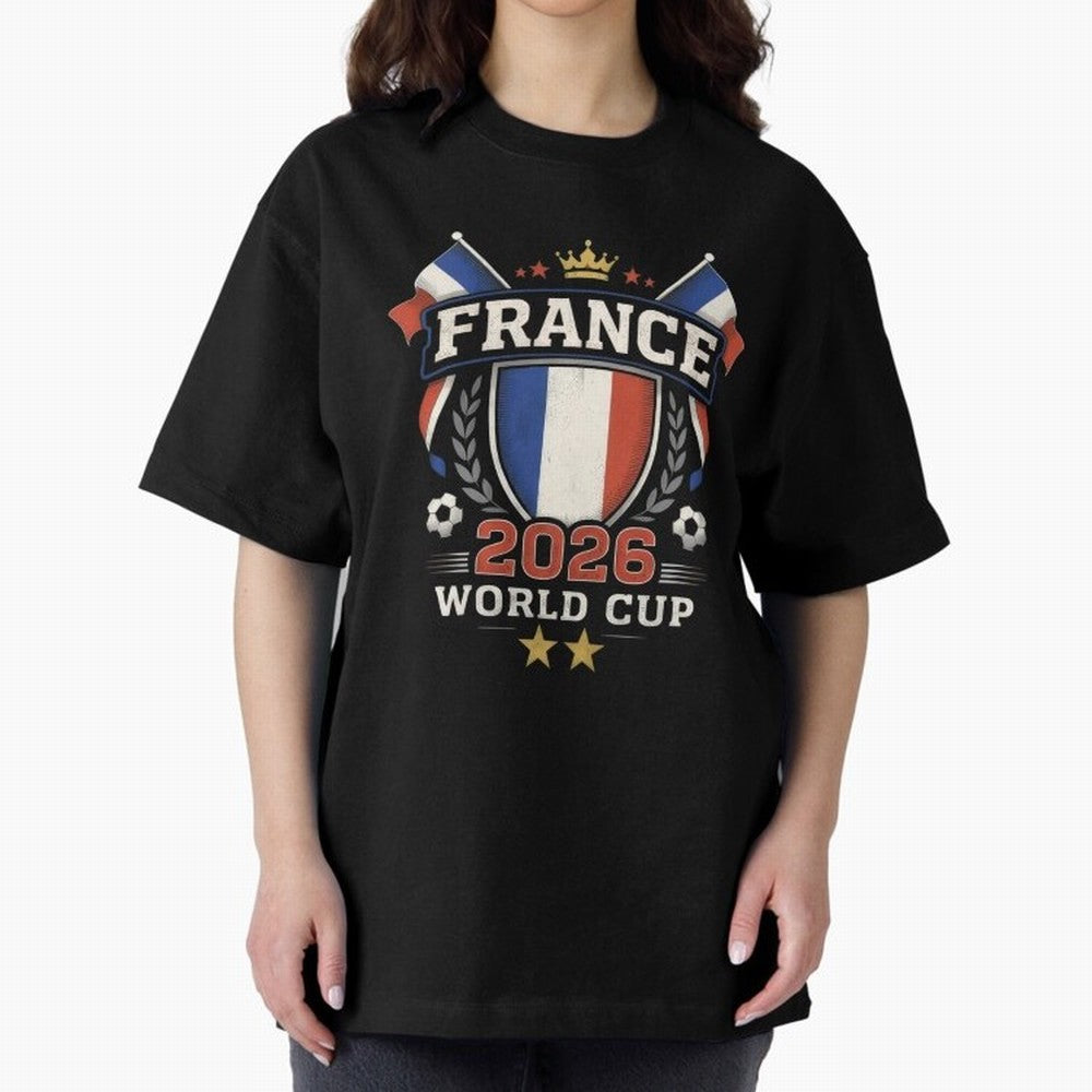 France World Cup 2026 Football Heritage - Les Bleus Crest Oversized T-Shirt Make the Season About Match Day Hype around FIFA World Cup 2026 Group Stage, CR7 and Messi, Argentina, France and Brazil, Soccer Culture, Superstar Moments, National Team