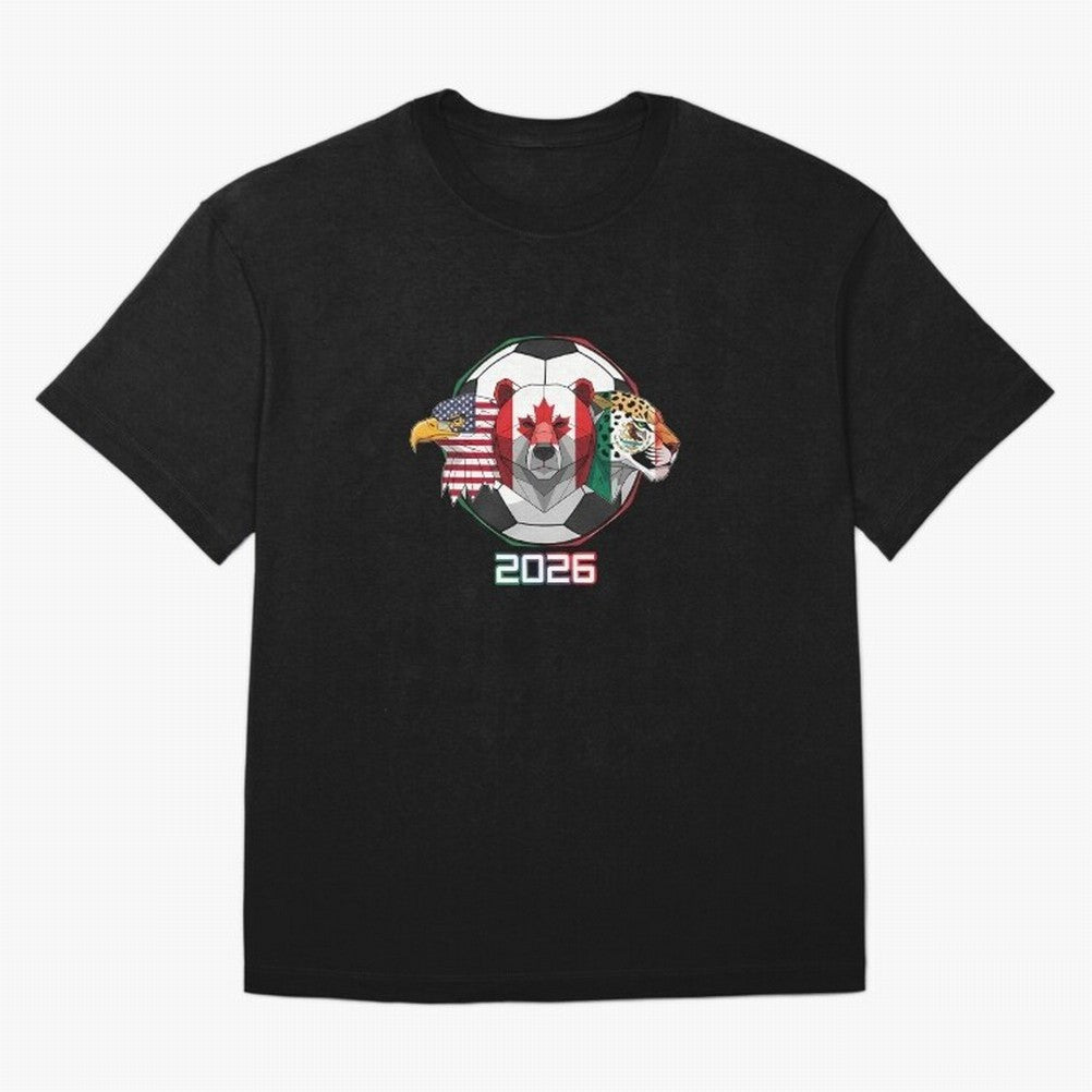 North American Soccer Animals 2026 Oversized T-Shirt Back the Journey through FIFA World Cup 2026 Group Stage Spirit, Filled with Portugal, Spain and Germany, Haaland and Mbappe, Match Day Excitement, Supporter Culture, Golden Goals and Global