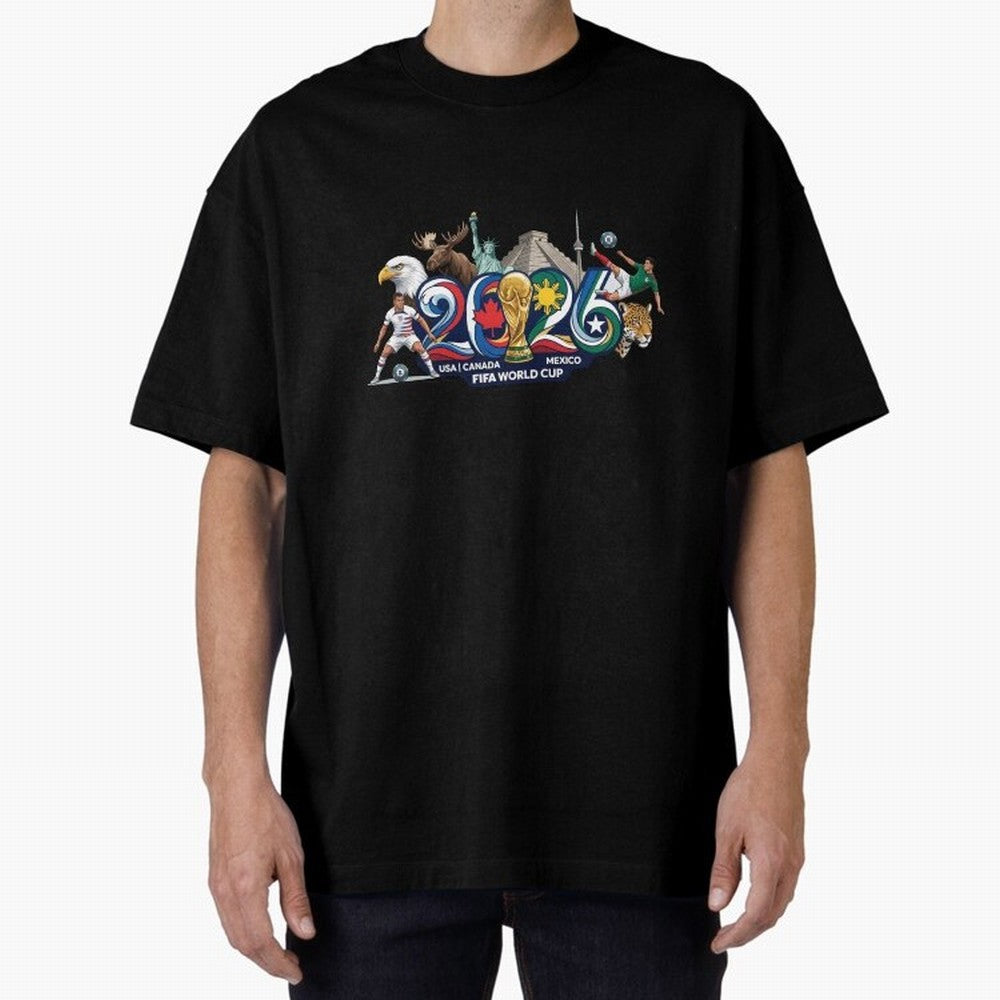 FIFA World Cup 2026 North America: USA Canada Mexico United Nations of Football Oversized T-Shirt Bring a Champion Mindset to the FIFA World Cup 2026 Group Stage Journey through Mbappe Highlights, England and Germany Pride, Football History, Final