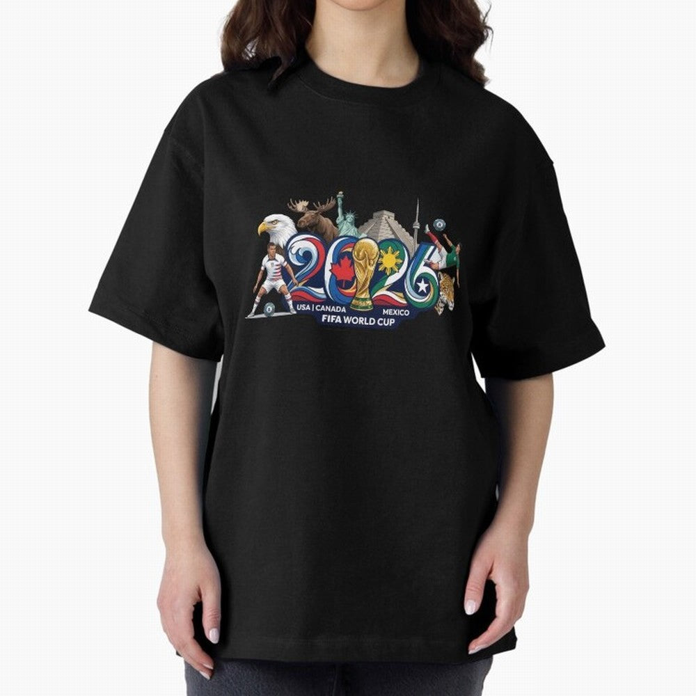 FIFA World Cup 2026 North America: USA Canada Mexico United Nations of Football Oversized T-Shirt Bring a Champion Mindset to the FIFA World Cup 2026 Group Stage Journey through Mbappe Highlights, England and Germany Pride, Football History, Final