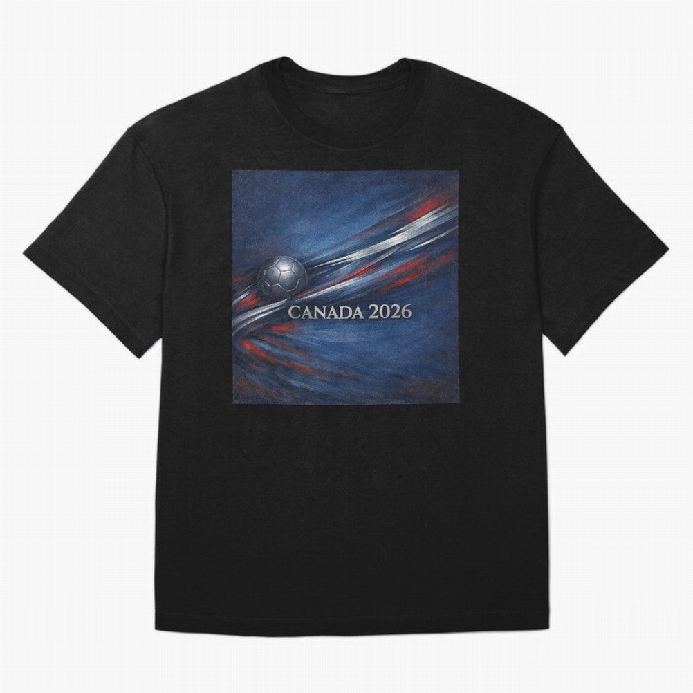 Canada 2026 Soccer Theme with silver lines Oversized T-Shirt Relive Match Day Hype around FIFA World Cup 2026, Cristiano Ronaldo, Argentina, France and Brazil, Stadium Memories, Football Loyalty, International Chants and Championship Tradition;
