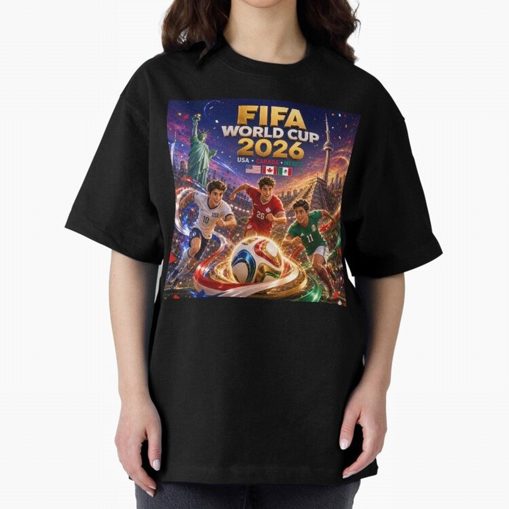 Host Nations Football 2026 #football 2026 Oversized T-Shirt Remember Iconic Moments from Match Day Hype around FIFA World Cup 2026, Messi, CR7 and Mbappe, Portugal, Global Supporter Spirit, Legendary Goals, National Colors and Tournament