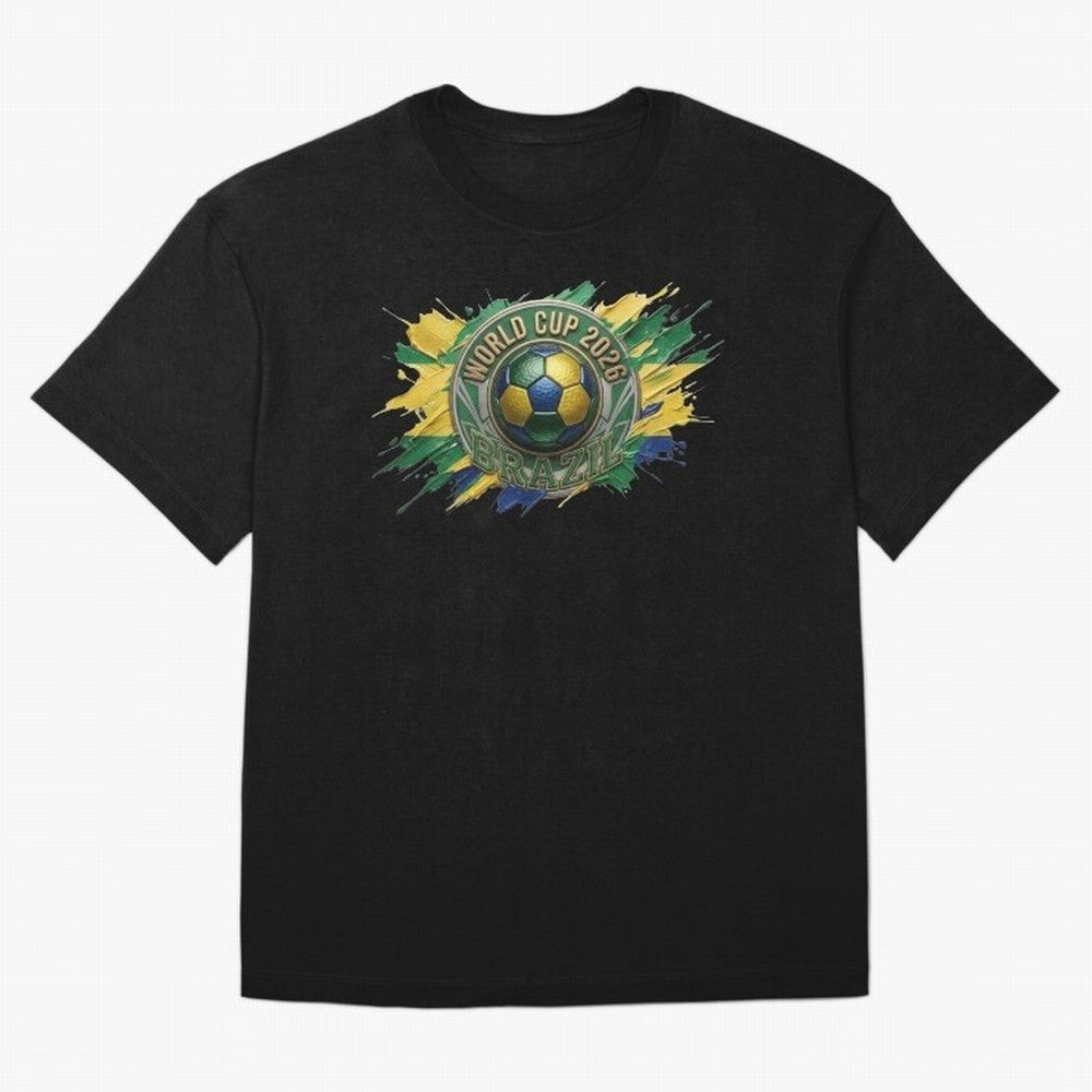 World Cup 2026 Brazil Soccer Ball Paint Splash Oversized T-Shirt Back Your Heroes with FIFA World Cup 2026 Group Stage Featuring Neymar, Haaland and Cristiano Ronaldo, England Energy, Supporter Pride, Iconic Celebrations, Legendary Names and Global