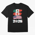 USA Canada Mexico Flag 2026 Cup Brush Art Oversized T-Shirt Join the Countdown to Global Football Passion for FIFA World Cup 2026 Group Stage, with Messi and Cristiano Ronaldo, England, Stadium Chants, National Pride, Trophy Dreams and