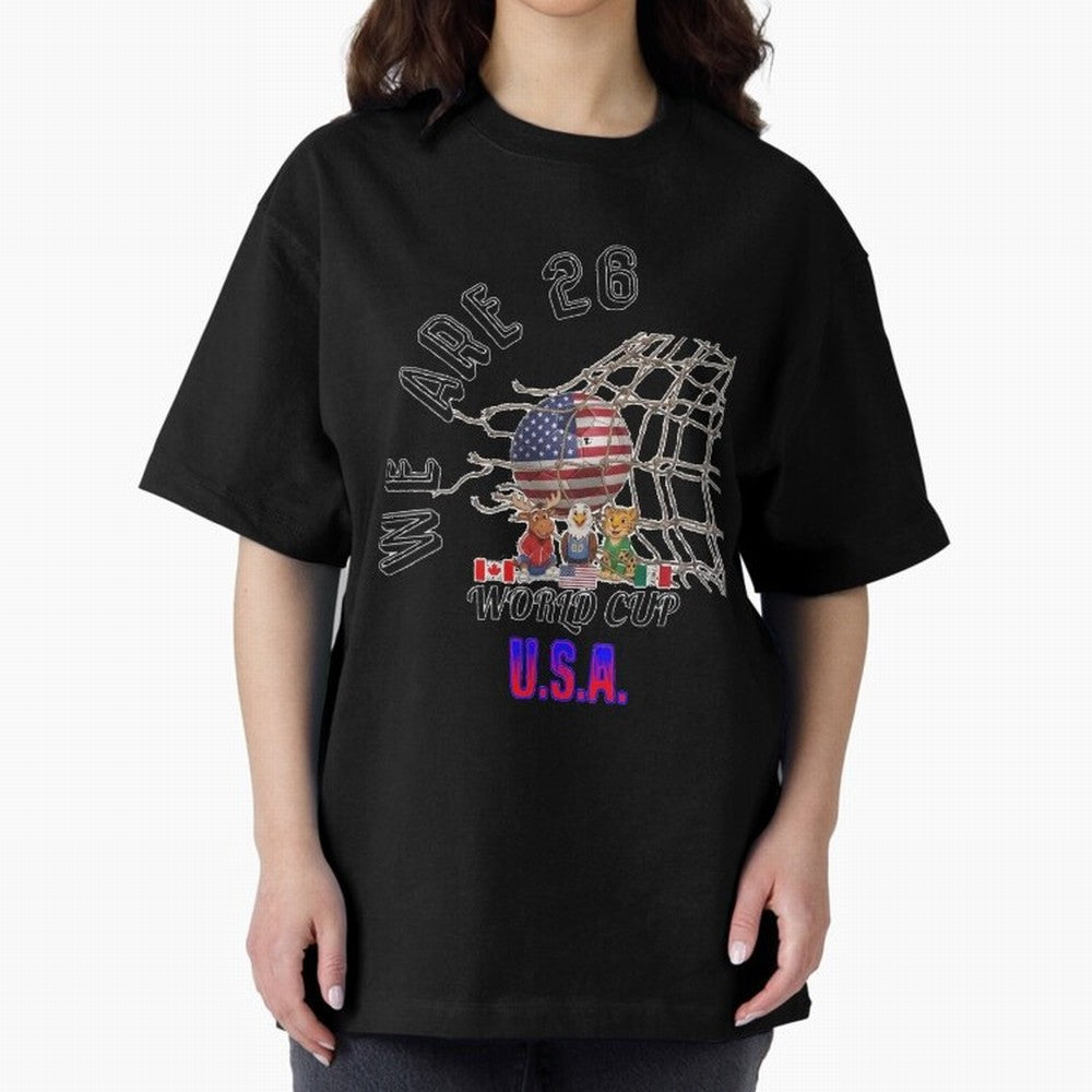 World cup 26 - USA Oversized T-Shirt Keep the Match Day Mood of Global Football Passion for FIFA World Cup 2026 Group Stage, Centered on Haaland, Spain, Classic Soccer Heritage, Championship Pressure, Fan Loyalty and International Pride; Ideal for