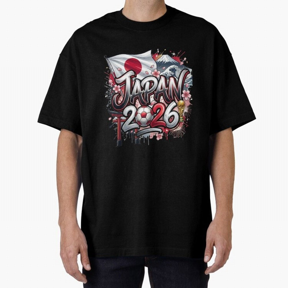 Japan World Cup 2026 Football Legacy Oversized T-Shirt Live for the Drama of Global Football Passion for FIFA World Cup 2026 Group Stage, Featuring Haaland and Mbappe, England, Football Passion, Legendary Performances, Festival Vibes and Supporter