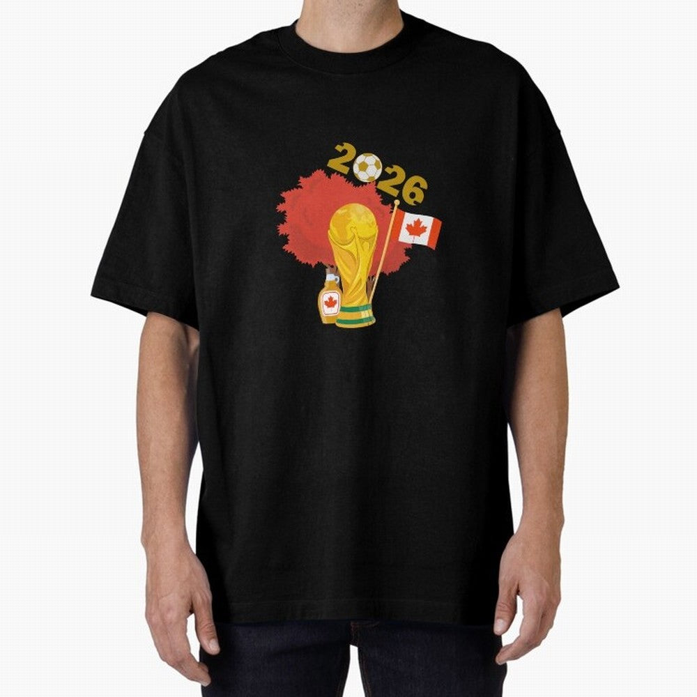 Canada 2026 Football Championship Golden Oversized T-Shirt Celebrate Golden Goal Energy in the FIFA World Cup 2026 USA Canada Mexico Journey through Messi, Neymar and Mbappe Highlights, Brazil, Portugal and Argentina Pride, Vintage Soccer Flavor,
