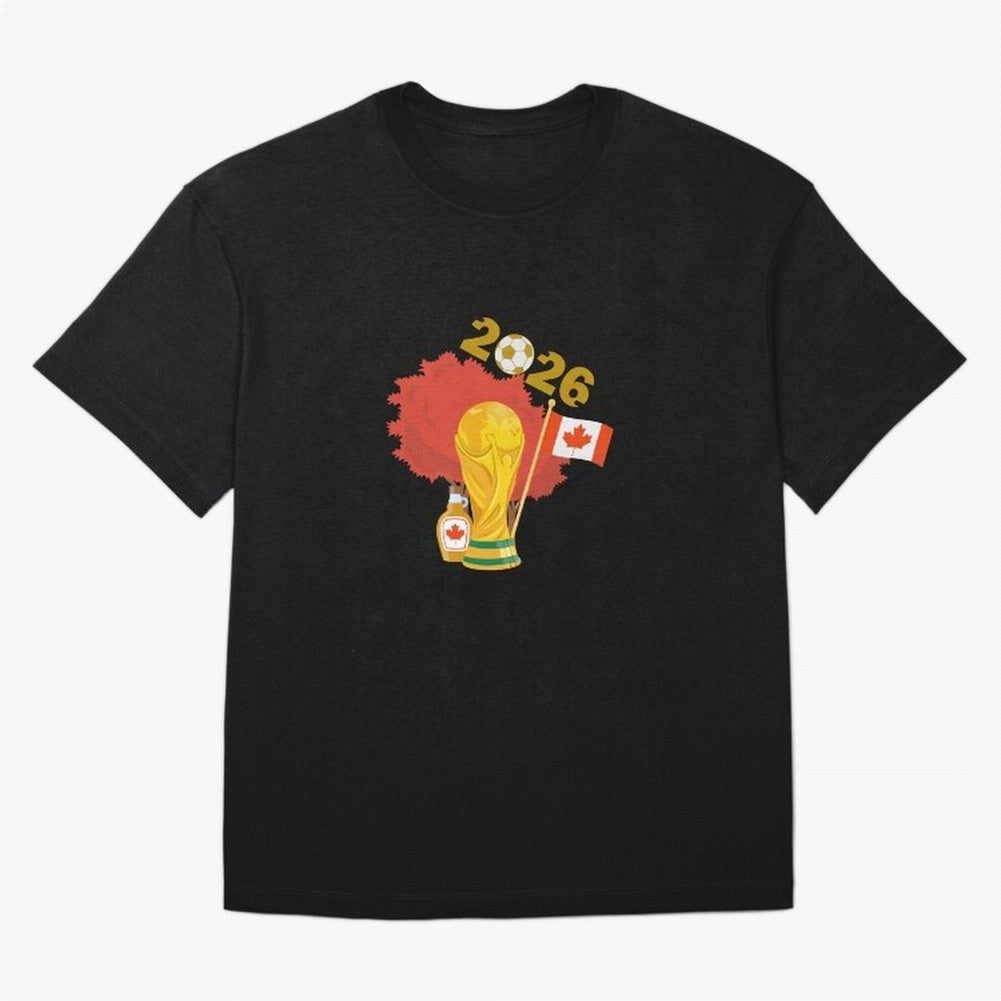 Canada 2026 Football Championship Golden Oversized T-Shirt Celebrate Golden Goal Energy in the FIFA World Cup 2026 USA Canada Mexico Journey through Messi, Neymar and Mbappe Highlights, Brazil, Portugal and Argentina Pride, Vintage Soccer Flavor,
