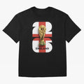England Football World Cup 2026 - Three Lions Gold Trophy Edition Oversized T-Shirt Bring Trophy Dreams to the FIFA World Cup 2026 USA Canada Mexico Journey through Cristiano Ronaldo Highlights, France and Portugal Pride, Worldwide Fan Energy,