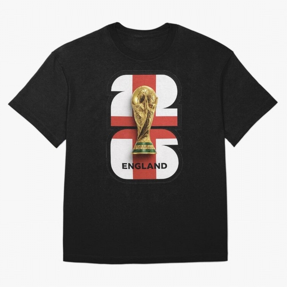 England Football World Cup 2026 - Three Lions Gold Trophy Edition Oversized T-Shirt Bring Trophy Dreams to the FIFA World Cup 2026 USA Canada Mexico Journey through Cristiano Ronaldo Highlights, France and Portugal Pride, Worldwide Fan Energy,