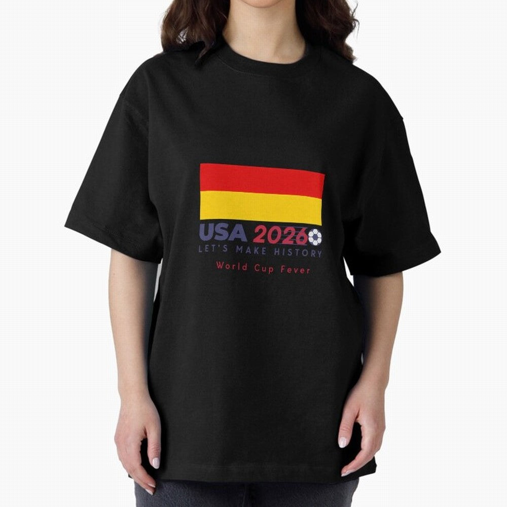 Usa 2026 World Cup Fever Americas Football. Oversized T-Shirt Back Your Heroes with FIFA World Cup 2026 Inspired by Messi and Cristiano Ronaldo, Netherlands Energy, Match Day Excitement, Supporter Culture, Golden Goals and Global Football Passion;