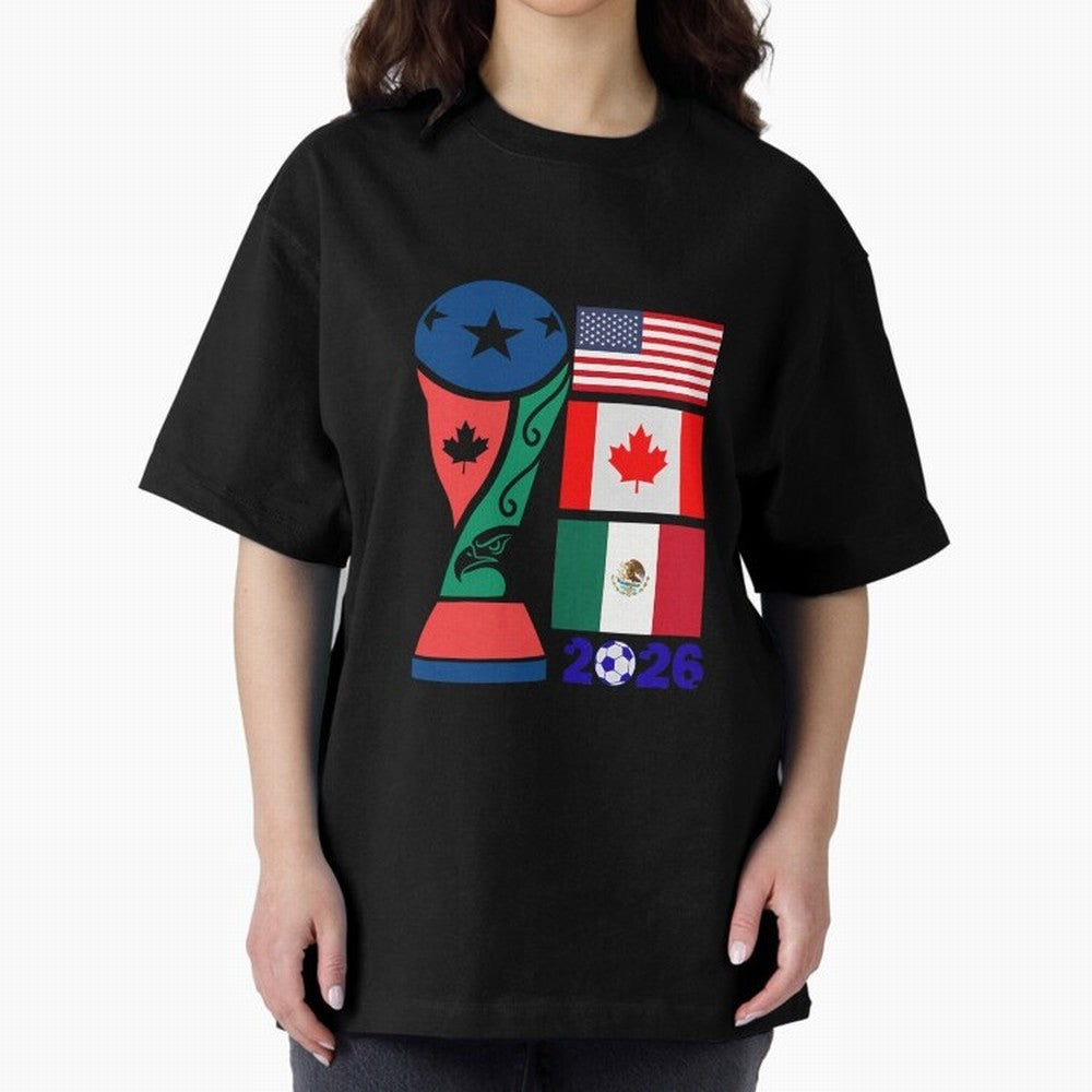 North America Football Unity 2026 Oversized T-Shirt Stand Proud for FIFA World Cup 2026 for Fans of CR7 and Germany, Bringing Supporter Pride, Iconic Celebrations, Legendary Names and Global Match Day Energy; Made for Collectors Who Enjoy Iconic