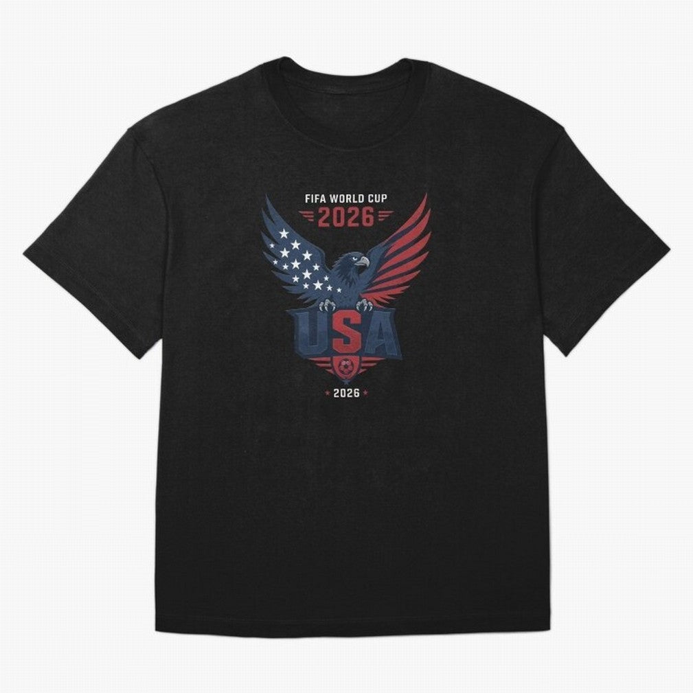 FIFA World Cup 2026 USA Eagle Soccer Logo Oversized T-Shirt Support Global Football Passion for FIFA World Cup 2026, Celebrating Cristiano Ronaldo, Argentina, France and Brazil, Football History, Final Match Energy, Crowd Noise and Once in a