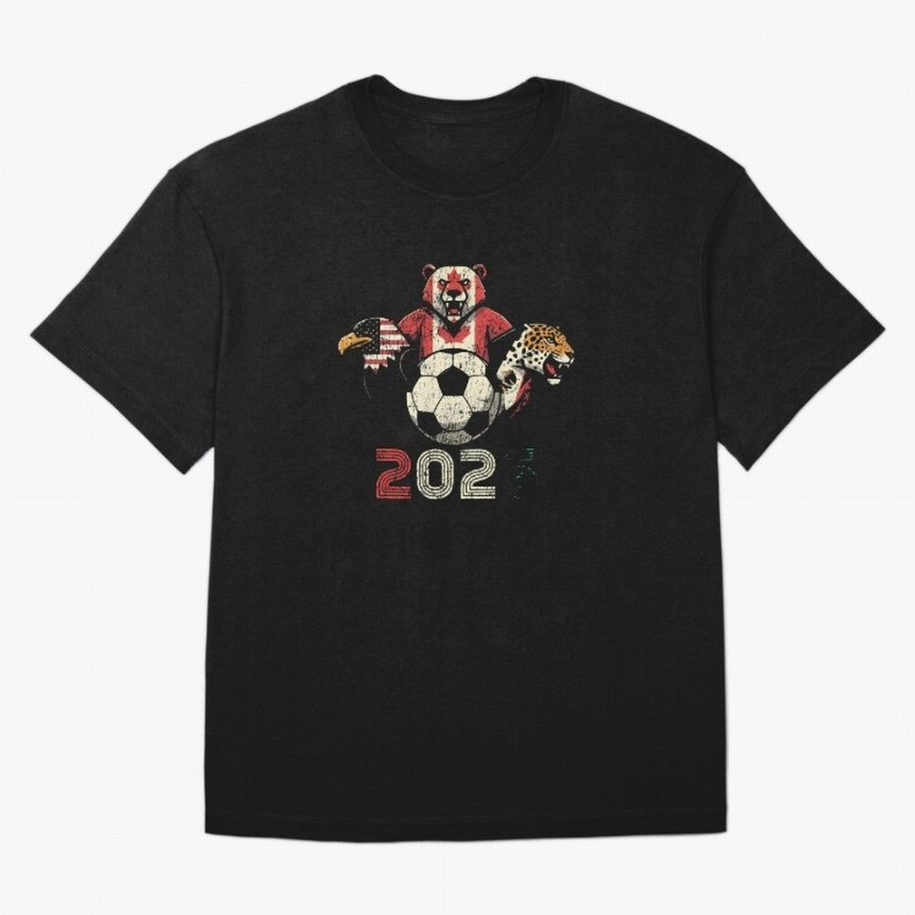 United 2026 Soccer Mascots North America Tournament T-Shirt_83157189 Oversized T-Shirt Mark Match Day Hype around FIFA World Cup 2026 USA Canada Mexico, Messi, Argentina and Brazil, Football Passion, Legendary Performances, Festival Vibes and