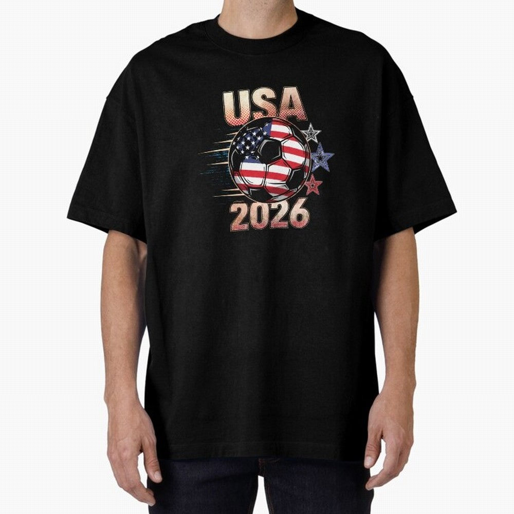 USA Soccer with Red White Blue Stars 2026 Cup T-Shirt_83834283 Oversized T-Shirt Bring Trophy Dreams to the FIFA World Cup 2026 Journey through Mbappe and Neymar Highlights, France and Portugal Pride, Stadium Memories, Football Loyalty,