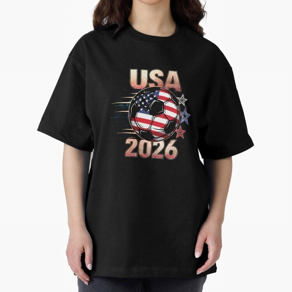 USA Soccer with Red White Blue Stars 2026 Cup T-Shirt_83834283 Oversized T-Shirt Remember Iconic Moments from FIFA World Cup 2026 Group Stage Spirit, Capturing France, Mbappe and Neymar, Soccer Culture, Superstar Moments, National Team Dreams and
