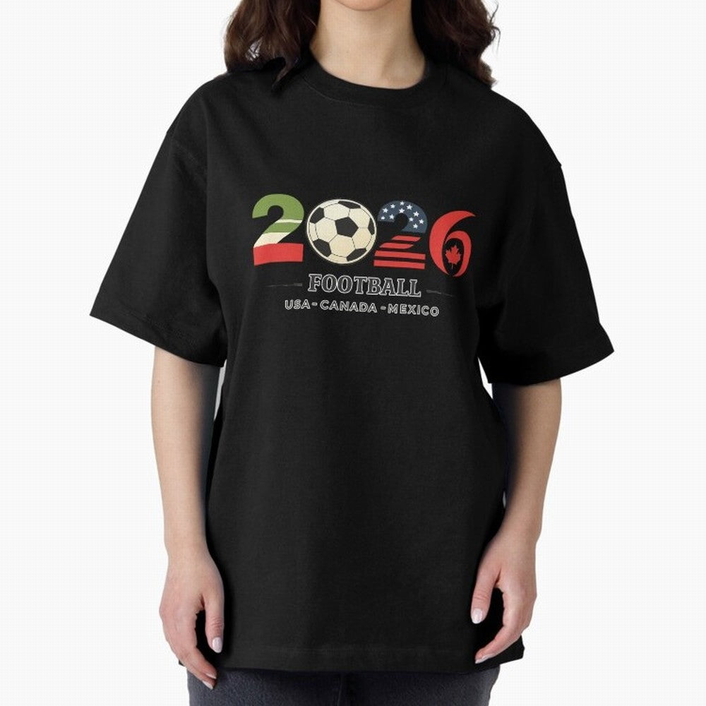 Football 2026 USA Canada Mexico Oversized T-Shirt Carry FIFA World Cup 2026 Filled with Cristiano Ronaldo, Portugal, Spain and Germany Energy, Soccer Culture, Superstar Moments, National Team Dreams and Competitive Fire; Great for Watch Parties,
