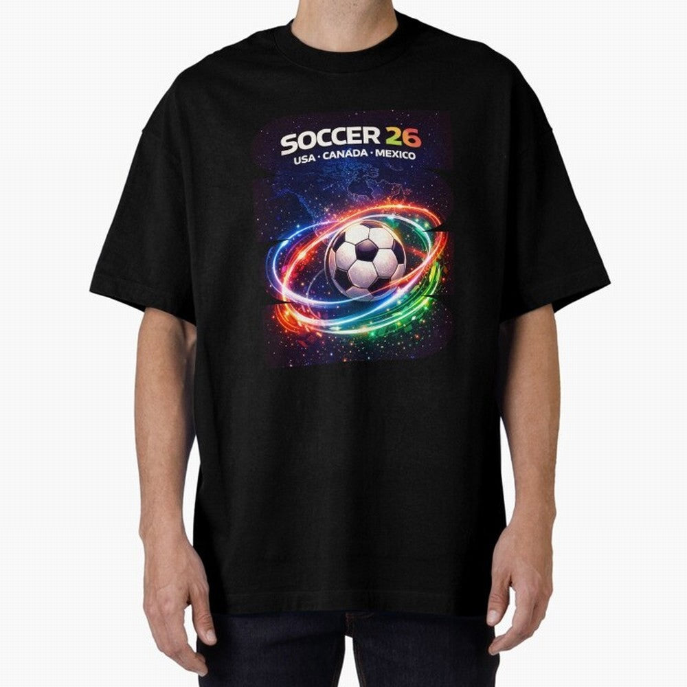 North America Soccer 2026 Shirt, Soccer 26 USA Canada Mexico Fan Tee, United 2026 Soccer Graphic - Bold Oversized T-Shirt Relive Legendary Nights from Match Day Hype around FIFA World Cup 2026 Group Stage, Messi, CR7 and Mbappe, England, Football