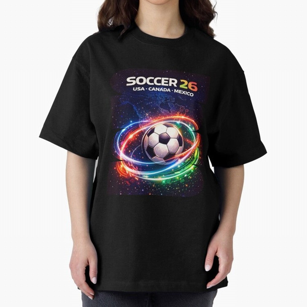 North America Soccer 2026 Shirt, Soccer 26 USA Canada Mexico Fan Tee, United 2026 Soccer Graphic - Bold Oversized T-Shirt Relive Legendary Nights from Match Day Hype around FIFA World Cup 2026 Group Stage, Messi, CR7 and Mbappe, England, Football