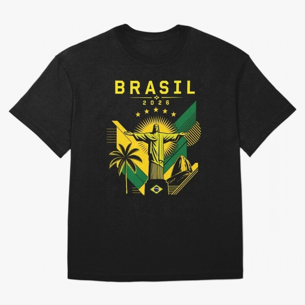 Brasil 2026 Christ the Redeemer Rio Oversized T-Shirt Celebrate the Magic of FIFA World Cup 2026 Group Stage Capturing Messi, Portugal, Spain and Germany Energy, Worldwide Fan Energy, Dramatic Goals, Stadium Lights and Championship Celebrations;