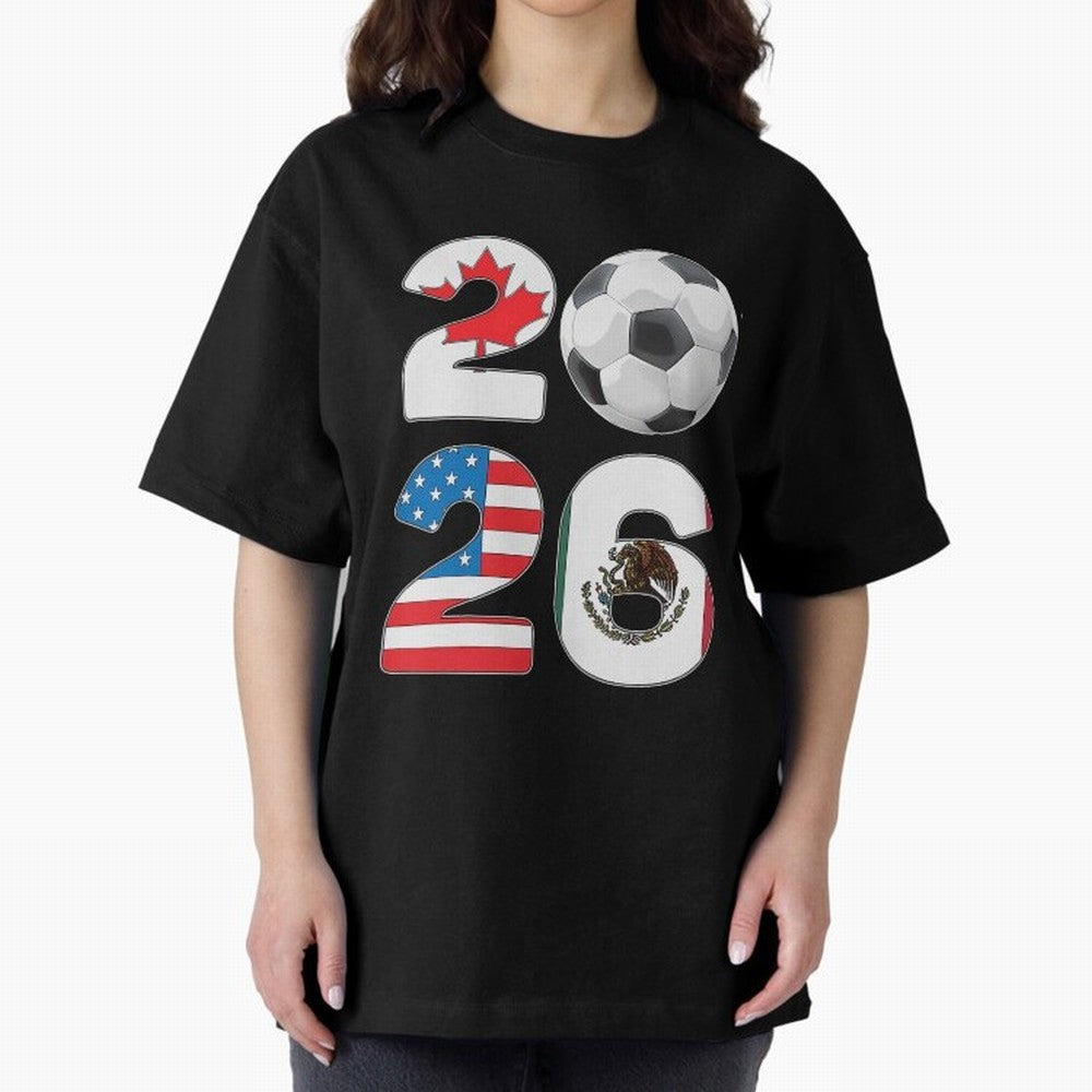 2026 North America Football Massive Event Soccer Ball Oversized T-Shirt Bring International Match Energy to Global Football Passion for FIFA World Cup 2026 Group Stage, Highlighting Messi, France and Portugal, Game Day Rituals, Football Legends,