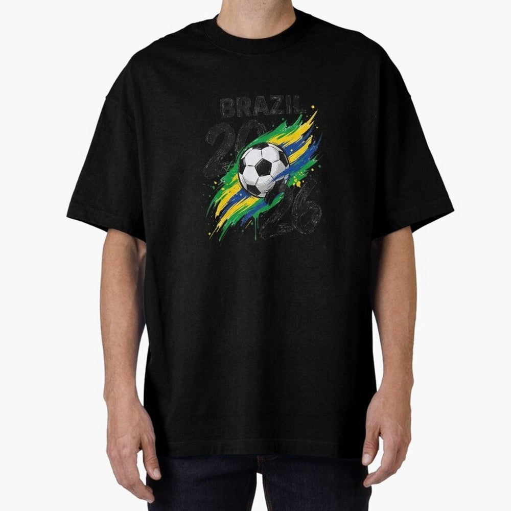 Brazil Soccer 2026 Fan Shirt ¨C Brazil Football Supporter Oversized T-Shirt Enjoy the Biggest Football Party of Global Football Passion for FIFA World Cup 2026 USA Canada Mexico, Highlighting Mbappe, Argentina, Vintage Soccer Flavor, Modern