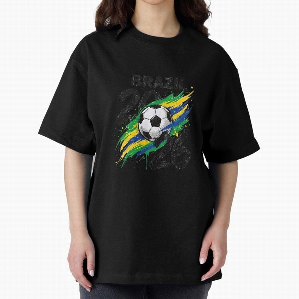 Brazil Soccer 2026 Fan Shirt ¨C Brazil Football Supporter Oversized T-Shirt Enjoy the Biggest Football Party of Global Football Passion for FIFA World Cup 2026 USA Canada Mexico, Highlighting Mbappe, Argentina, Vintage Soccer Flavor, Modern