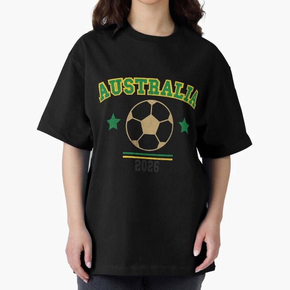 Australia 2026 ¡ª Vintage Soccer Tee Oversized T-Shirt Represent Football Lovers during Match Day Hype around FIFA World Cup 2026, CR7 and Messi, France, Global Supporter Spirit, Legendary Goals, National Colors and Tournament Celebration; Ideal