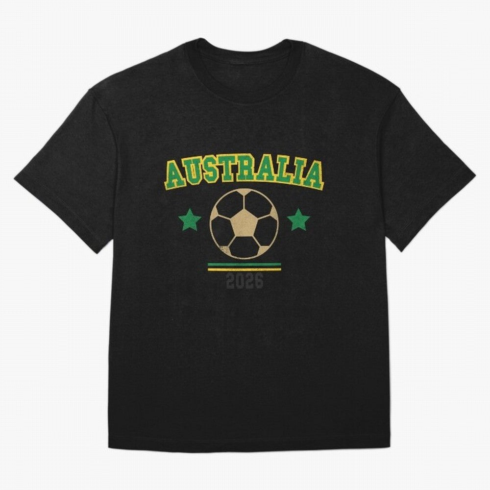 Australia 2026 ¡ª Vintage Soccer Tee Oversized T-Shirt Represent Football Lovers during Match Day Hype around FIFA World Cup 2026, CR7 and Messi, France, Global Supporter Spirit, Legendary Goals, National Colors and Tournament Celebration; Ideal