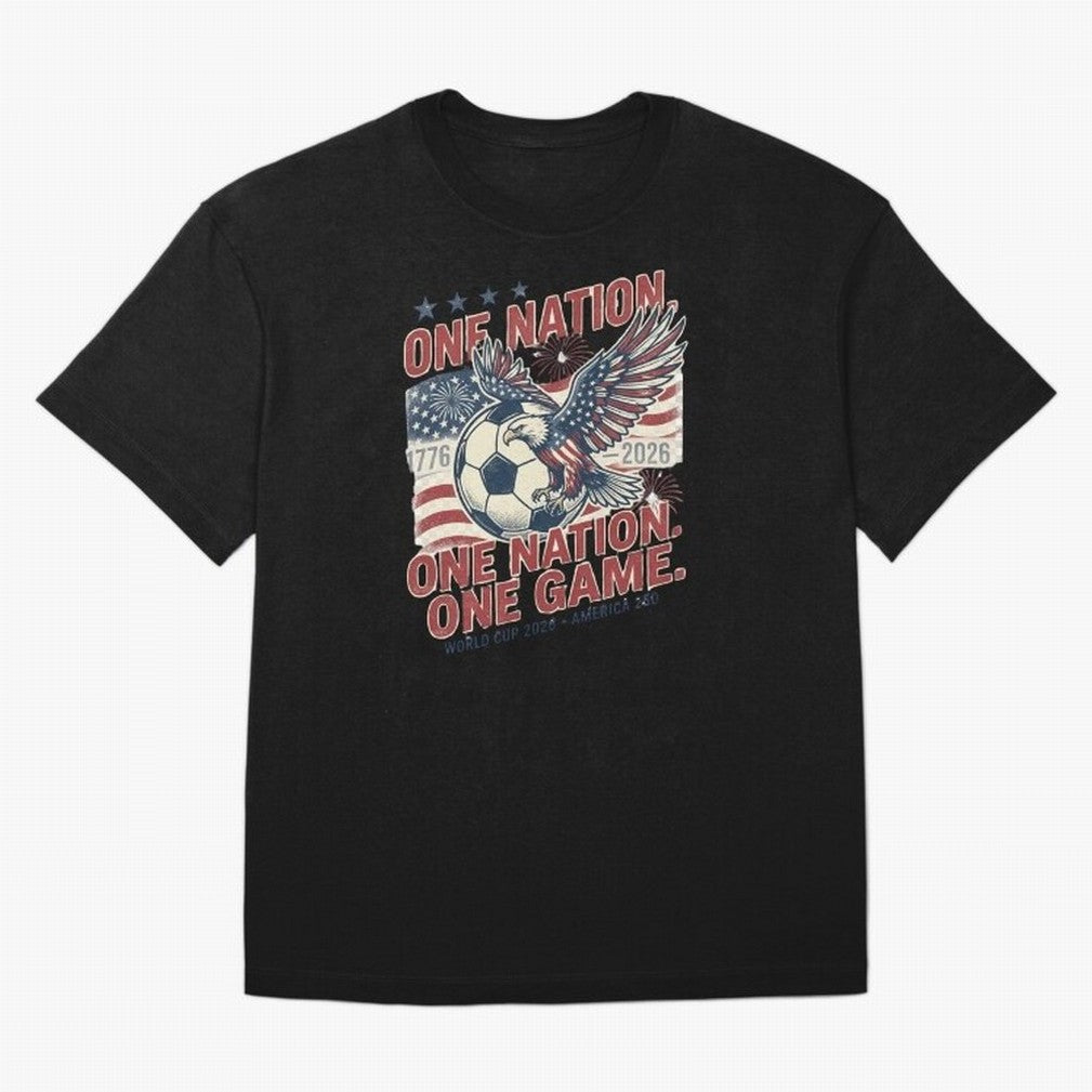 One Nation One Game World Cup 2026 Oversized T-Shirt Celebrate Unforgettable Nights in FIFA World Cup 2026 USA Canada Mexico Spirit, Filled with Spain and Netherlands, Messi, CR7 and Mbappe, Football History, Final Match Energy, Crowd Noise and