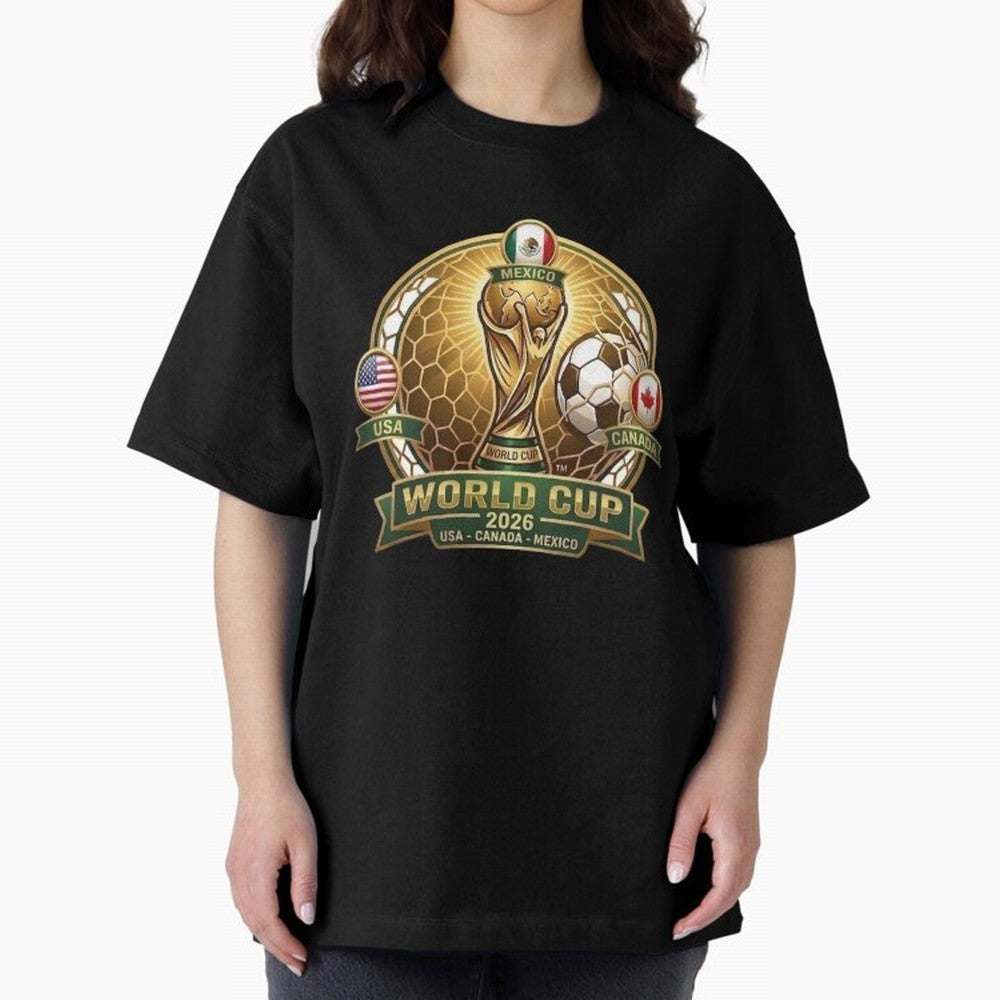 Chasing the Cup 2026 Oversized T-Shirt Bring a Champion Mindset to Global Football Passion for FIFA World Cup 2026, Built around Cristiano Ronaldo, Argentina, France and Brazil, Worldwide Fan Energy, Dramatic Goals, Stadium Lights and Championship