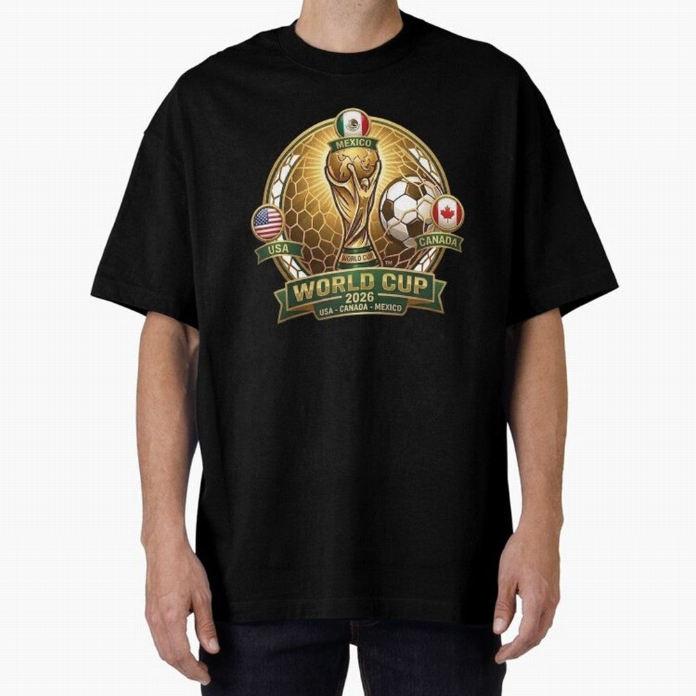 Chasing the Cup 2026 Oversized T-Shirt Bring a Champion Mindset to Global Football Passion for FIFA World Cup 2026, Built around Cristiano Ronaldo, Argentina, France and Brazil, Worldwide Fan Energy, Dramatic Goals, Stadium Lights and Championship